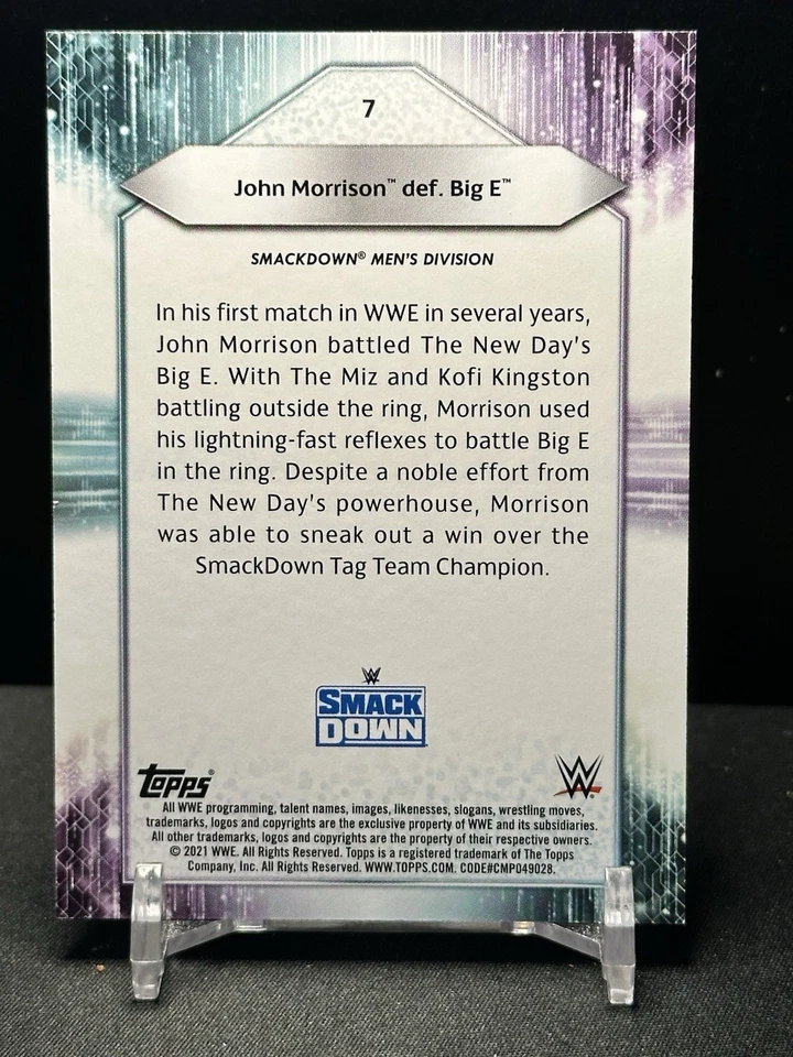 2021 Topps WWE John Morrison Def Big E Aqua /299 Wrestling Smackdown Ships Free - Image 2 of 2