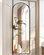 Full Length Mirror over the Door, 16X50 Inch Arched Vertical Wall Mirror for Ful