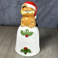 Garfield Enesco Ceramic Christmas Bell 1982 Vintage United Feature Syndicate