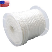 5/16 Inch 100ft Nylon Solid Braid Rope High UV Abrasion Resistance White