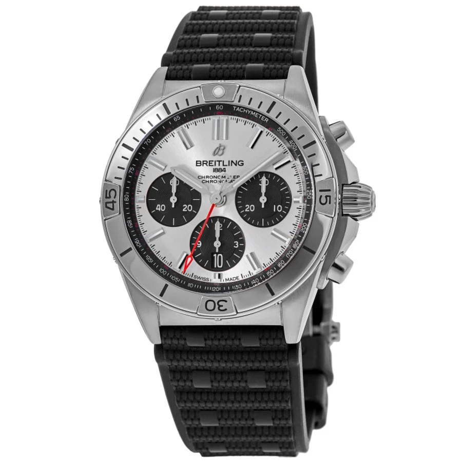 Nuevo Reloj Breitling Chronomat B01 42 Plateado Cronógrafo Hombre AB0134101G1S2