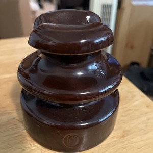 Antique Porcelain Electrical Insulator, Chocolate Brown