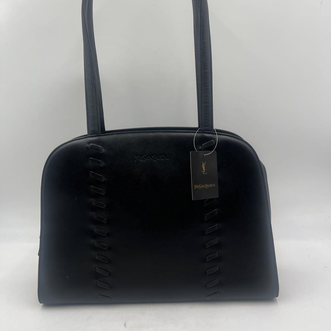 Borsa a tracolla Deadstock con etichetta Yves Saint Laurent cucita a mano nera