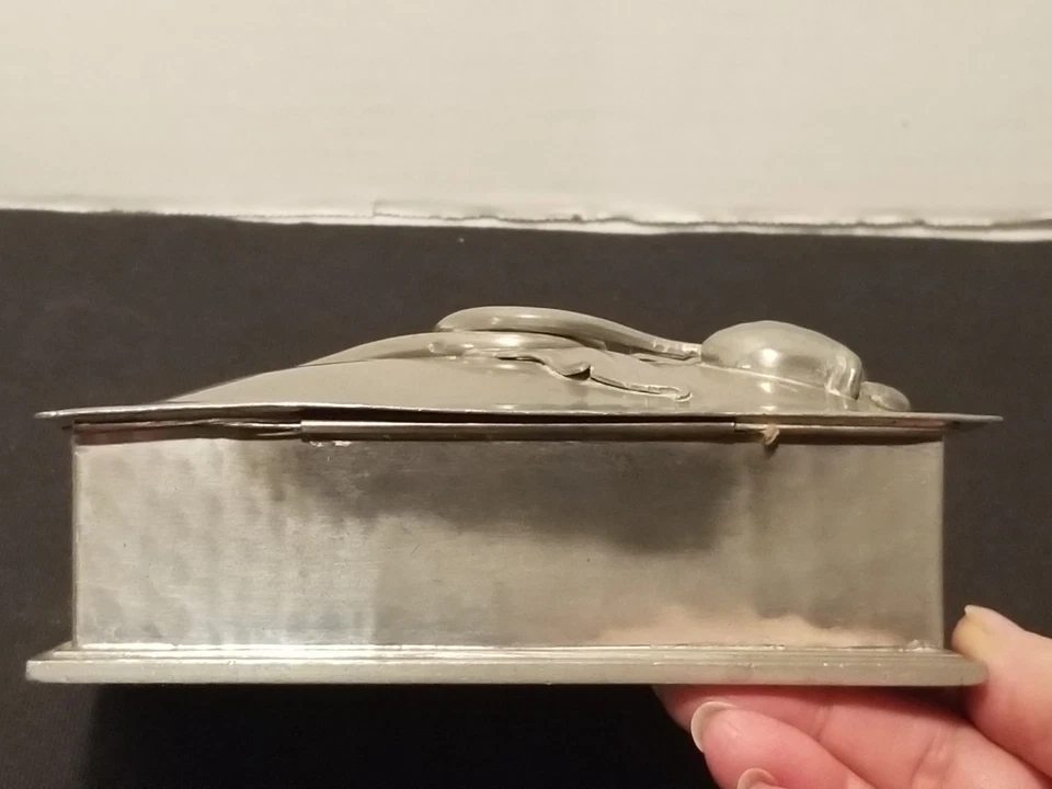 Vintage Serge Nekrassoff Pewter Metal And Wood Trinket Box Arts And Crafts~1950s - Image 4 of 4