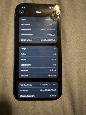 Apple iPhone 12 Pro Max 512GB blue 83% battery health Unlocked