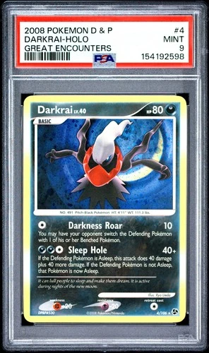 2008 POKEMON DIAMOND & PEARL GREAT ENCOUNTERS #4 DARKRAI-HOLO PSA 9