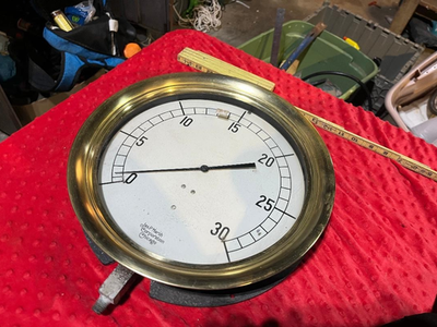 #ad Large Vintage Jas. P. Marsh 0 30 PSI Pressure Gauge 14 in Brass nautical gauge $229.00
