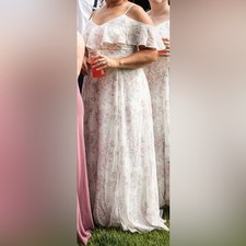 Birdy Grey Muave Floral Chiffon Maxi Bridesmaid Dress size XL