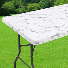Spandex Fitted Tablecloth for 6 Foot Rectangle Tables, Washable Picnic Table Cov