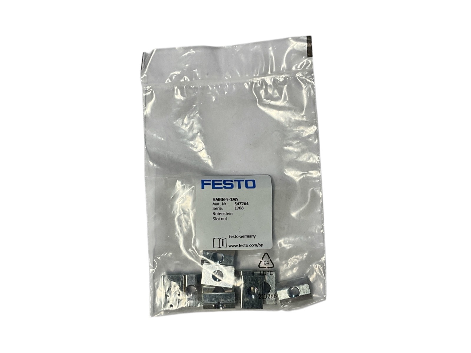 Festo HMNB-5-M5 Slot Nut M5 T-Slot Fastener 547264 New