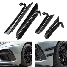 Black Front Bumper Splitter Canards Vent Fin For Chevrolet Corvette 2-Door 20-25
