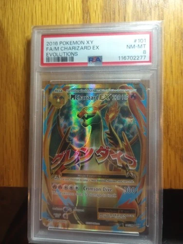 Pokémon M Charizard EX 101/108 Evolutions Ultra Rare Full Art Holo PSA 8