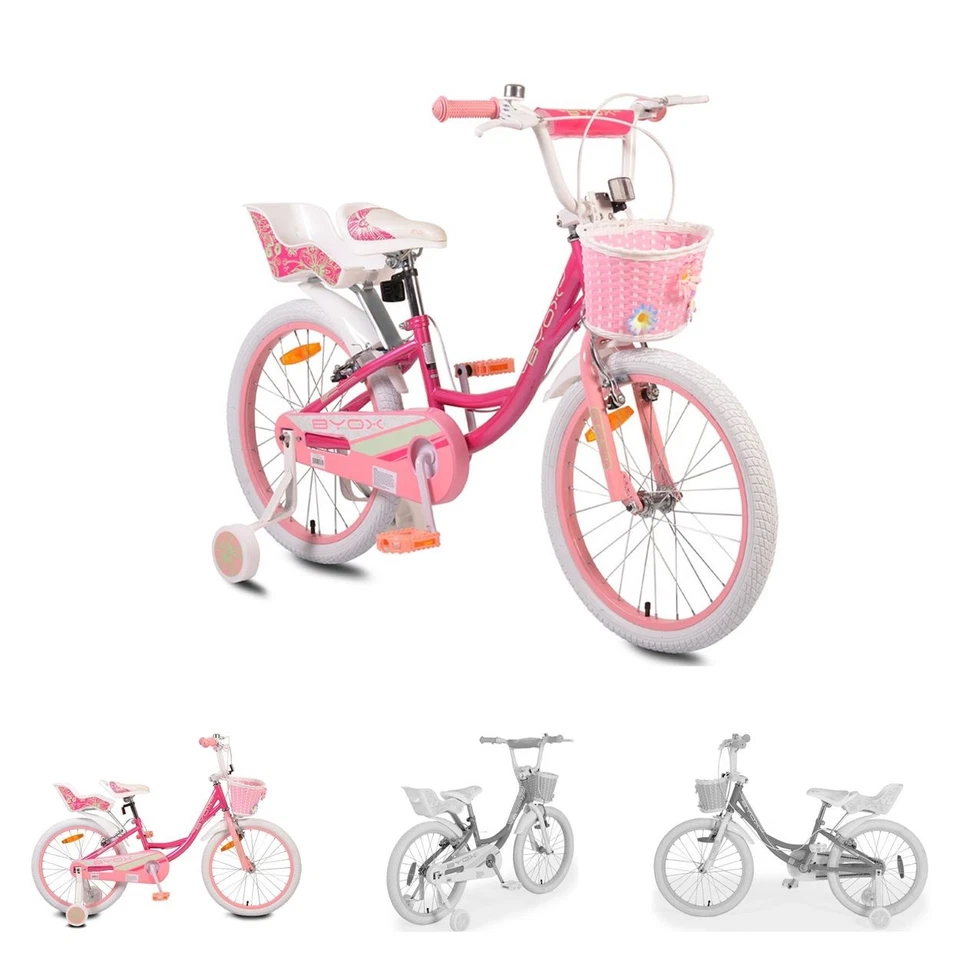 Byox Kinderfahrrad 20 Zoll Fashion Girl, Stützräder, Korb am Lenker, Puppensitz