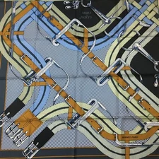 Hermes Scarf 90cm Green Rare Color Used Authentic