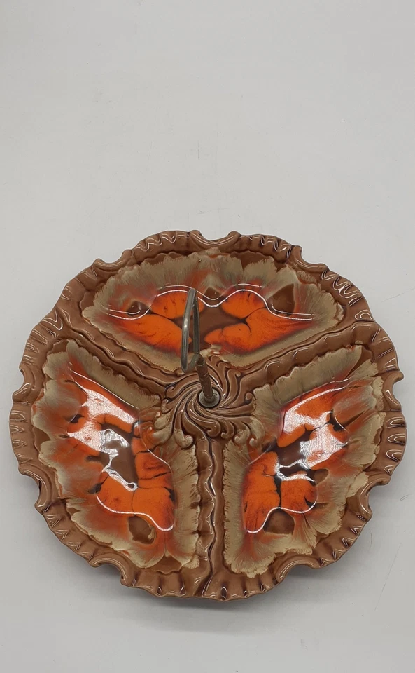 Vintage TTF JAPAN Brown Ceramic Serving Tray with Handle - #9012 - Image 4 of 4