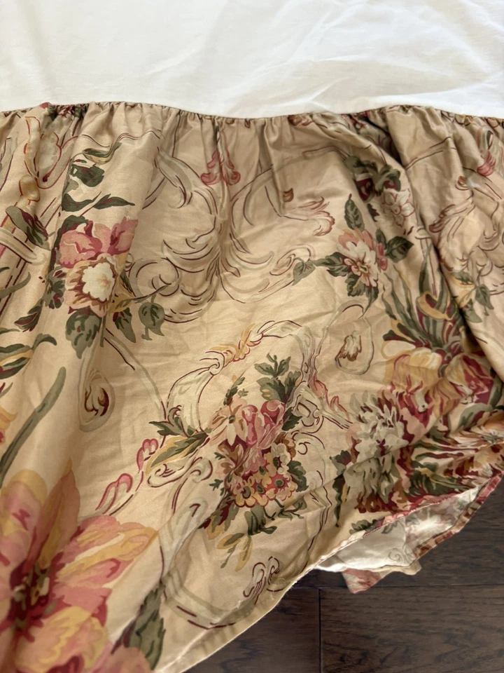 Ralph Lauren Guinevere Queen Bedskirt Dust Ruffle Egyptian Cotton Sateen Floral - Image 2 of 4