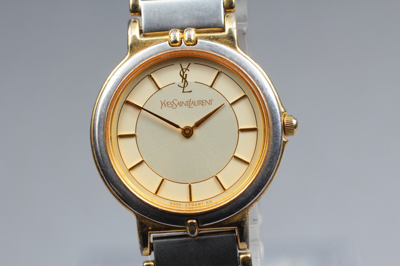 [Near MINT] Yves Saint Laurent 2200-228481 23mm Gold Dial Quartz Women's Watch