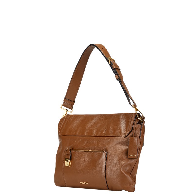 miu miu miu Shoulder Bag Brown Leather Women's miu | eBay