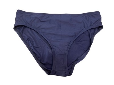 Navy Blue Sz 12 High-Cut Nylon Lined Swim Bikini Bottoms Minimalist Clean Girl