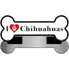 I Love Chihuahuas Novelty Metal Bone Magnet B-133 3.5" x 9" Magnet