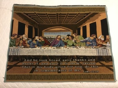 The Lord's Last Supper With His Disciples Vintage Woven Wall Tapestry Luke 22:19