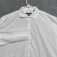 John Varvatos Shirt Mens 17 White Slim Fit Dress Button Up Long Sleeve 34/35