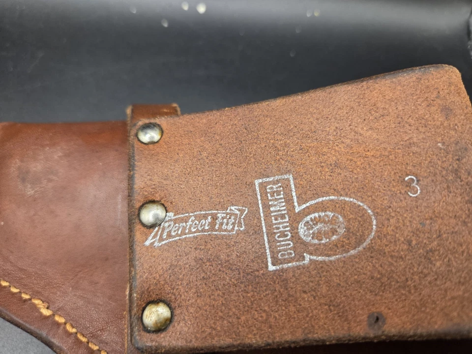 Bucheimer 3 Belt Holster Brown Smooth Leather 3x6" Colt Revolver Belt Snap - Image 2 of 4