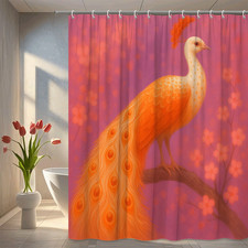 Elegant Orange Peacock Shower Curtain for Bathroom Decor