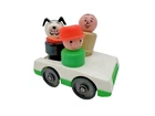 Vintage Fisher-Price "Little People" Green/White Car w/3 "Little People" Figures