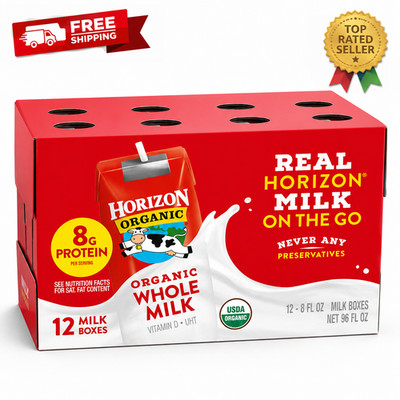 Horizon Organic Shelf Stable Whole Milk Boxes 8 fl oz 12 Count USDA Organic