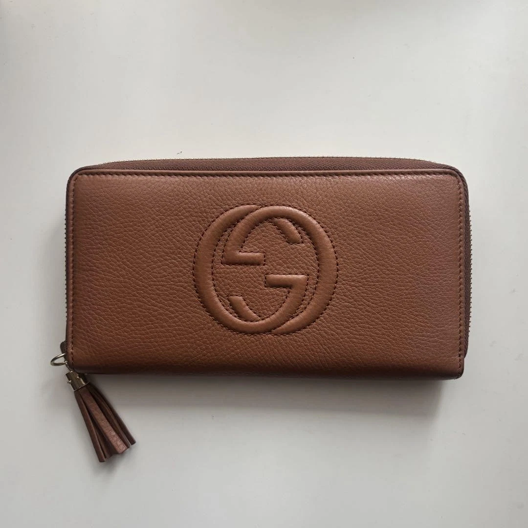 Portefeuille long en cuir marron GUCCI GUCCI