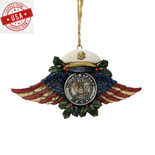 U.S. Navy Officer Hat Wings in Flag Colors Patriotic Christmas Ornament Gift