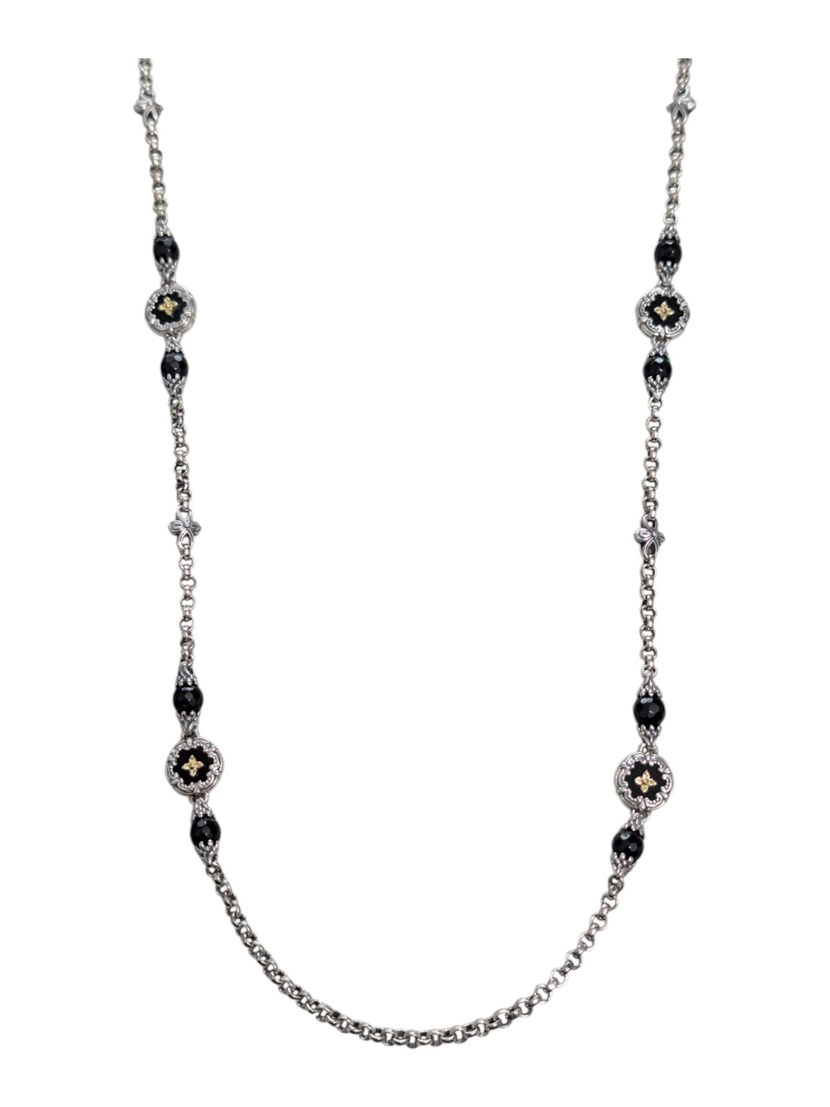 Konstantino Sterling Silver 18K Gold - Black Onyx Necklace KOMK4743-120-36 8U 115290₽