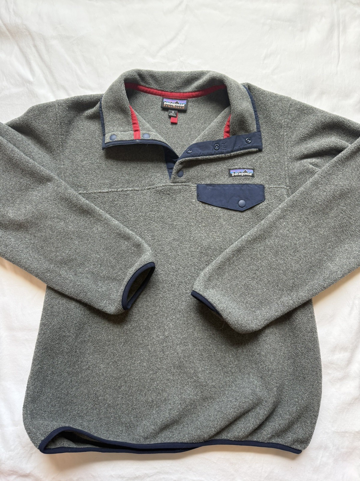 Patagonia Synchilla Women's Gray Fleece Pullover Sweatshirt M Long Sleeve
