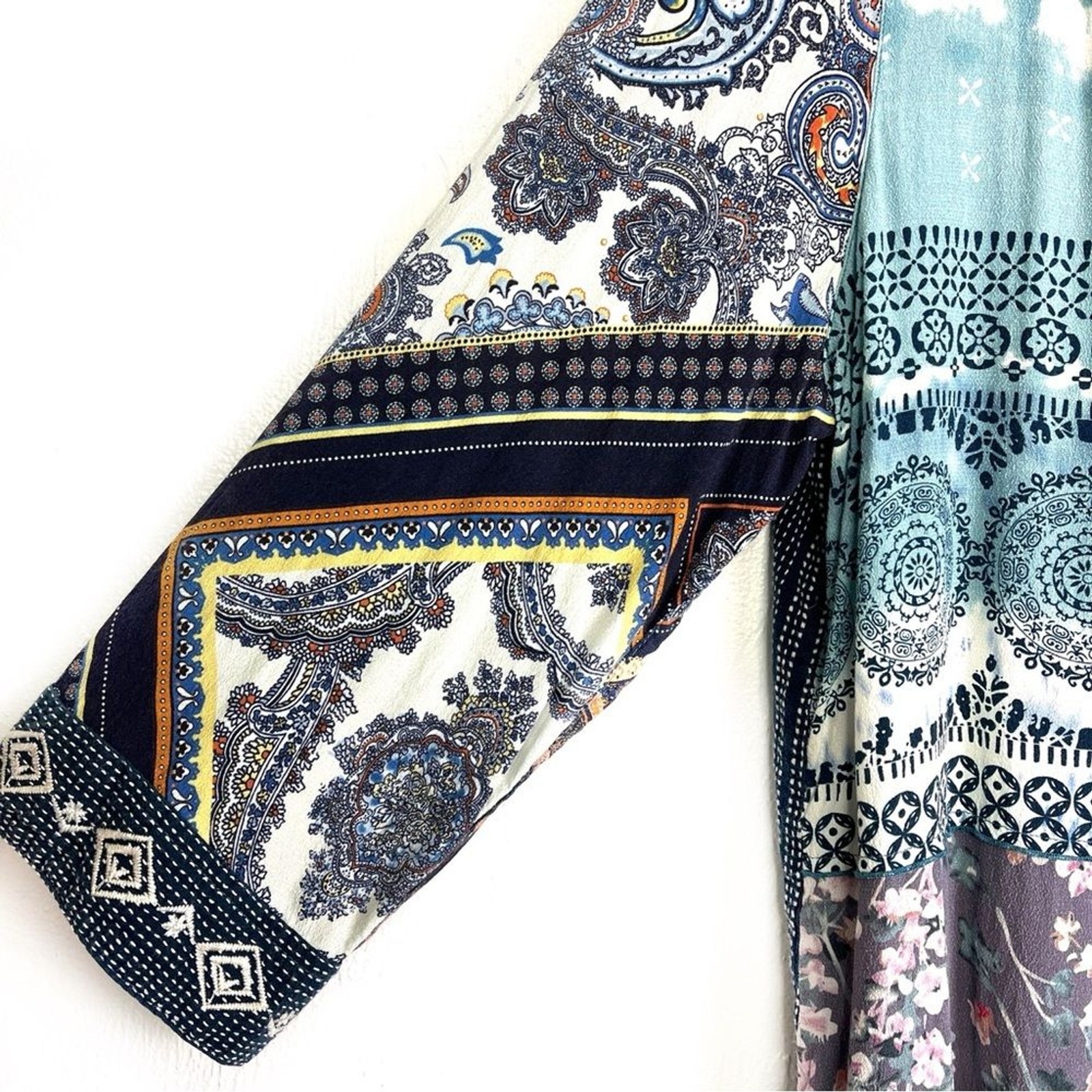 John Mark Embroidered Blue Patchwork Bohemian Lon… - image 4