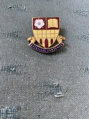 VINTAGE KATHOLISCH ? HIGH SCHOOL EXCELLERE CONTENDE EMAILLE ANSTECKNADEL ABZEICHEN - AUSWEIS HILFE PSE