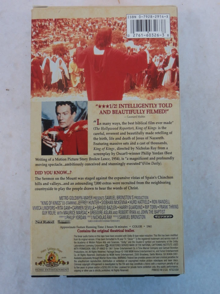 Jeffrey Hunter KING OF KINGS 2 VHS Box Set MGM 1961 - Image 2 of 3