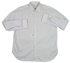 NEW Brioni Fine Cotton Dress Shirt  17 1/2 Long  Pink Blue White French Cuff