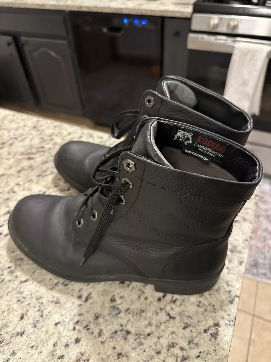 Womens Kodiak Original All Season Waterproof Black Leather Boots Size 9.5 M