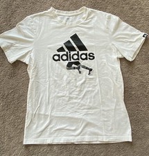 Adidas Running Logo White Short Sleeve Graphic T-Shirt Men  s Medium