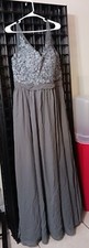 Floor Length Gray Gown Dress Prom Formal Flowy
