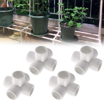 Vielseitige 4er Pack PVC 5-fach Fittinge für Gartenkonstruktionen und Gewächshäuser