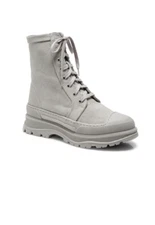 Free People Women's Camp Out Dove Grey Canvas Combat Boots EU 38 Size 8 US