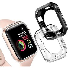 Goton Compatible iWatch Apple Watch Edge Case 38mm, 2 Packs, Black and Clear