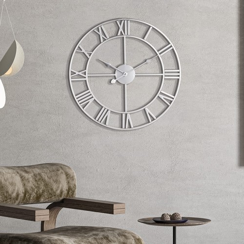 Large Modern Metal Wall Clocks Vintage Round Nearly Silent Little Ticking Bat... - Picture 7 of 8