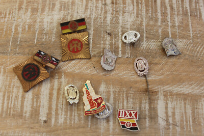 GDR bundle 10 pieces badges medal pin FDJ GST Moscow party congress 