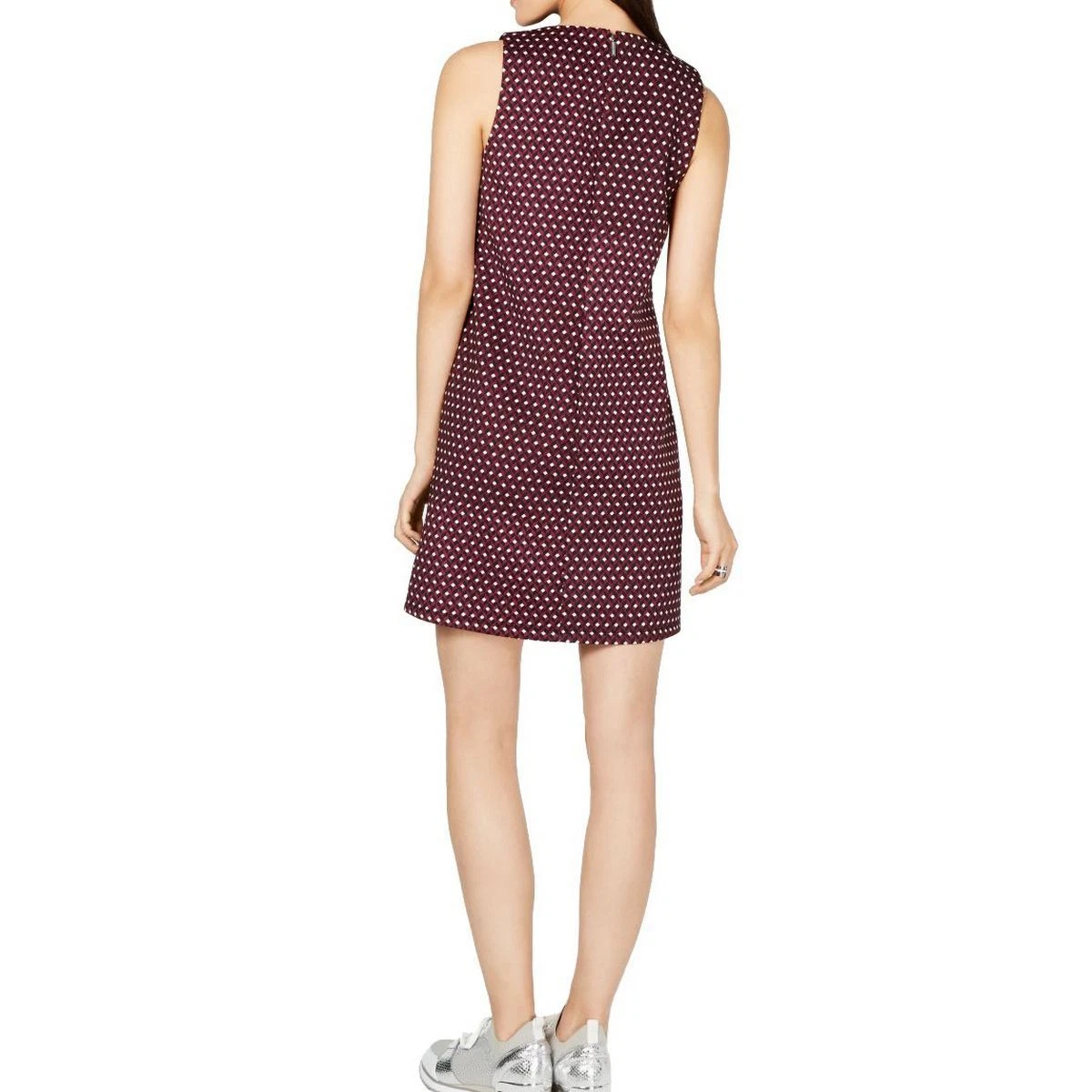 Abito da cocktail MICHAEL KORS NUOVO Donna Stampato Granato Borchie XS TEDO