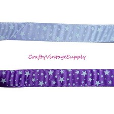 Purple stars  5/8" grosgrain ribbon 4 yards W11 