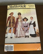 Butterick Sewing Pattern 6305 CHILD-size 4-14, Pilgrim Squire Lady Costume UNCUT