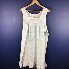 Vintage Lorraine Nightgown Sz Large Blue Bow Print Lace Trim Sleeveless USA NWT